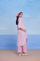 Lilac Cassata Linen Women's Shirt Kurta Set - CiceroniKurta SetSaphed