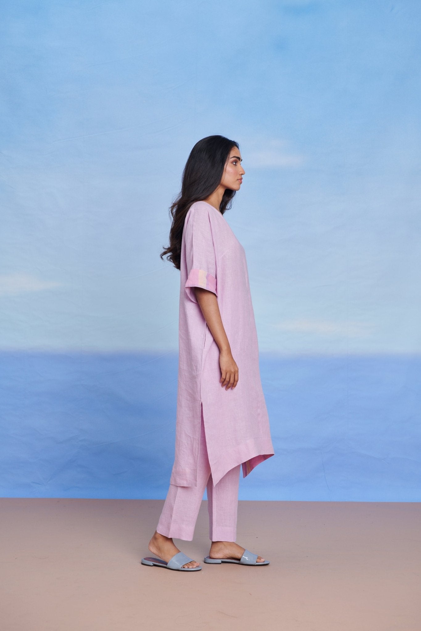 Lilac Linen Dolman Kurta Set - CiceroniKurta SetSaphed