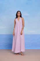Lilac Linen Flared Dress - CiceroniDressesSaphed