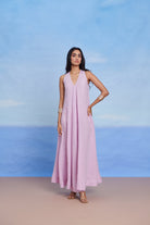 Lilac Linen Flared Dress - CiceroniDressesSaphed