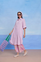 Lilac Linen Women's Shirt Kurta - CiceroniKurtaSaphed
