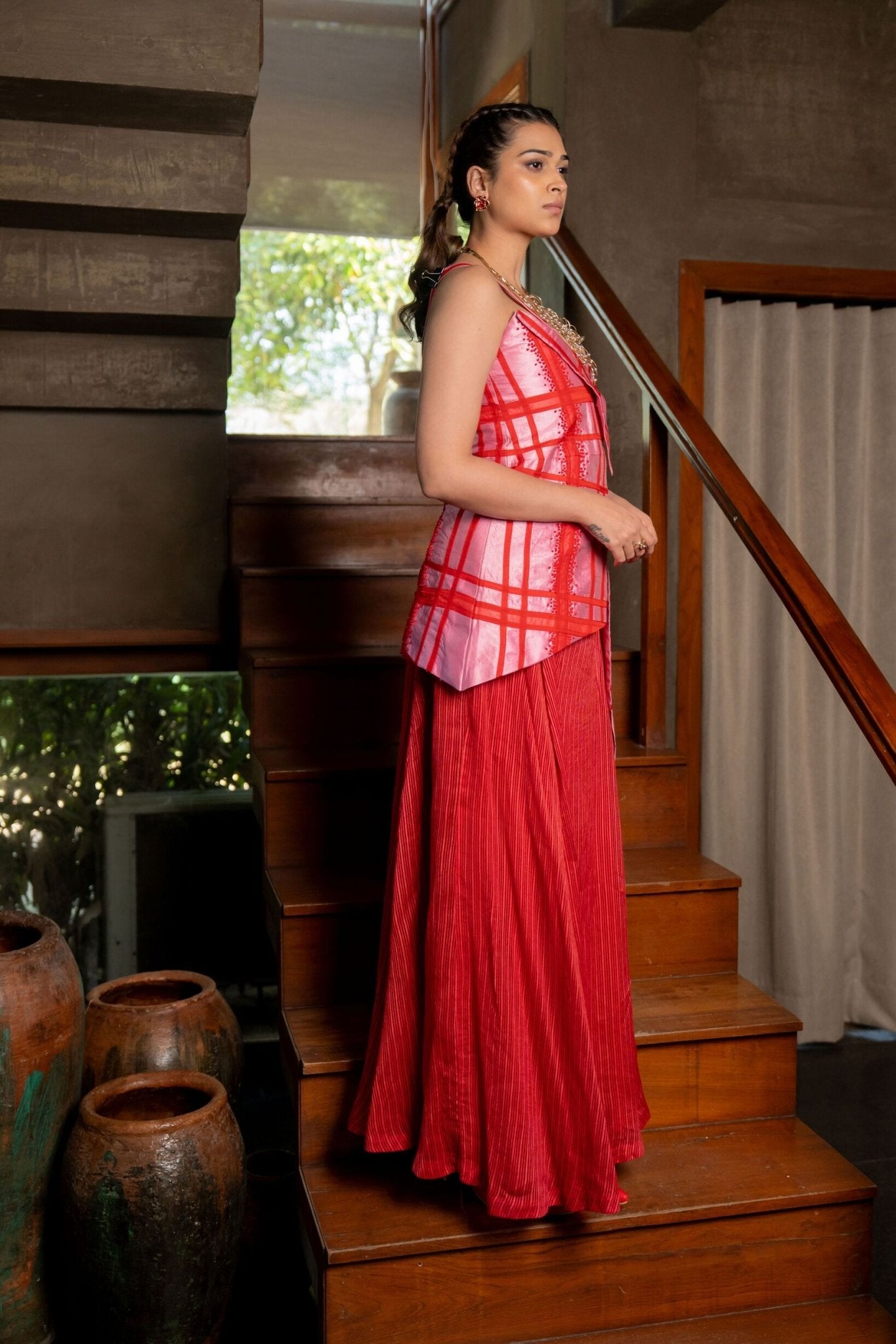 Lily Set - Dull Pink and Coral Red - CiceroniSkirt SetChambray & Co.