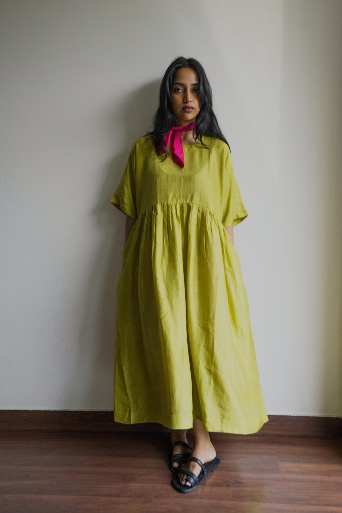Lime Green Kimono Sleeve Dress - CiceroniDresseswith N.