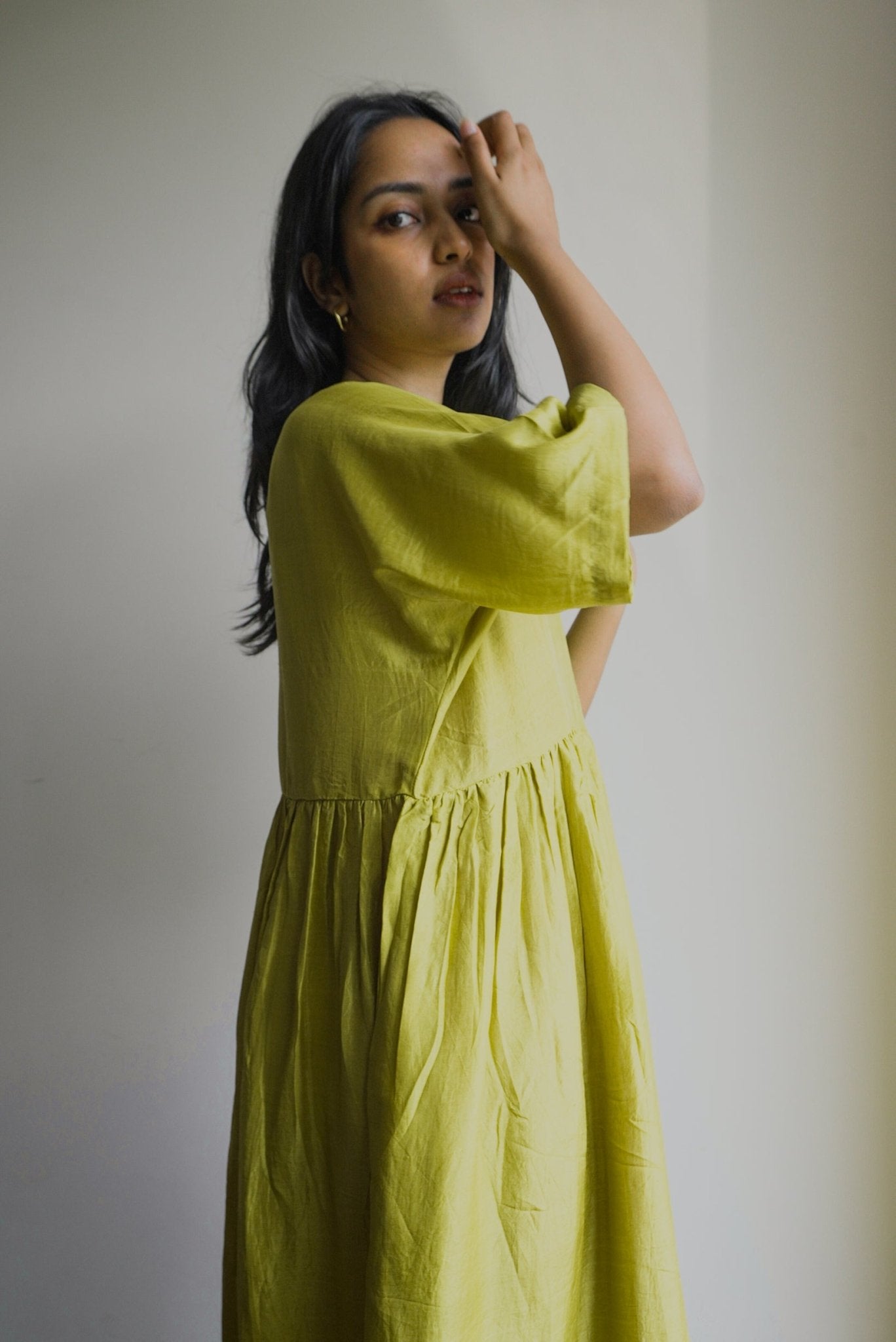 Lime Green Kimono Sleeve Dress - CiceroniDresseswith N.