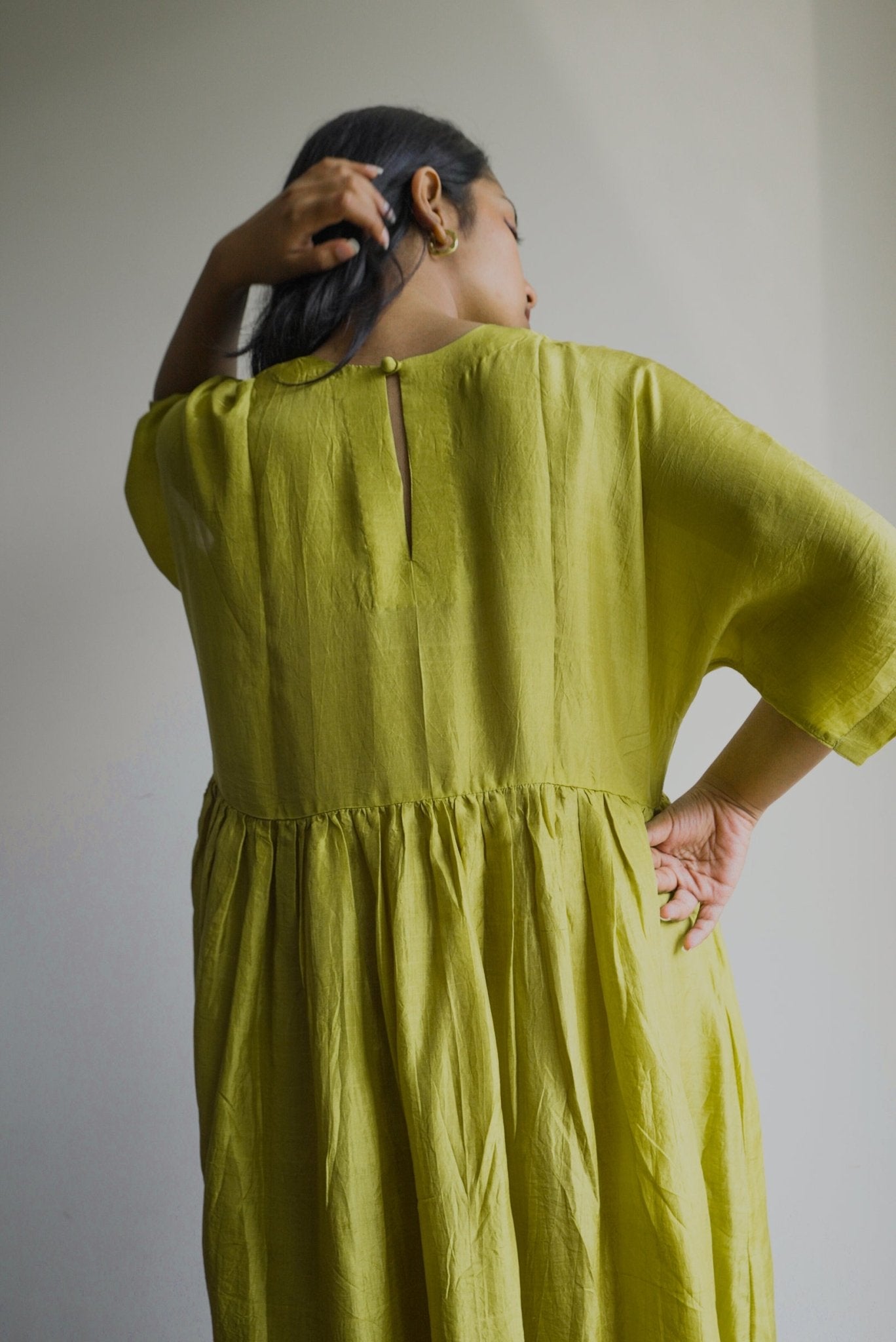 Lime Green Kimono Sleeve Dress - CiceroniDresseswith N.