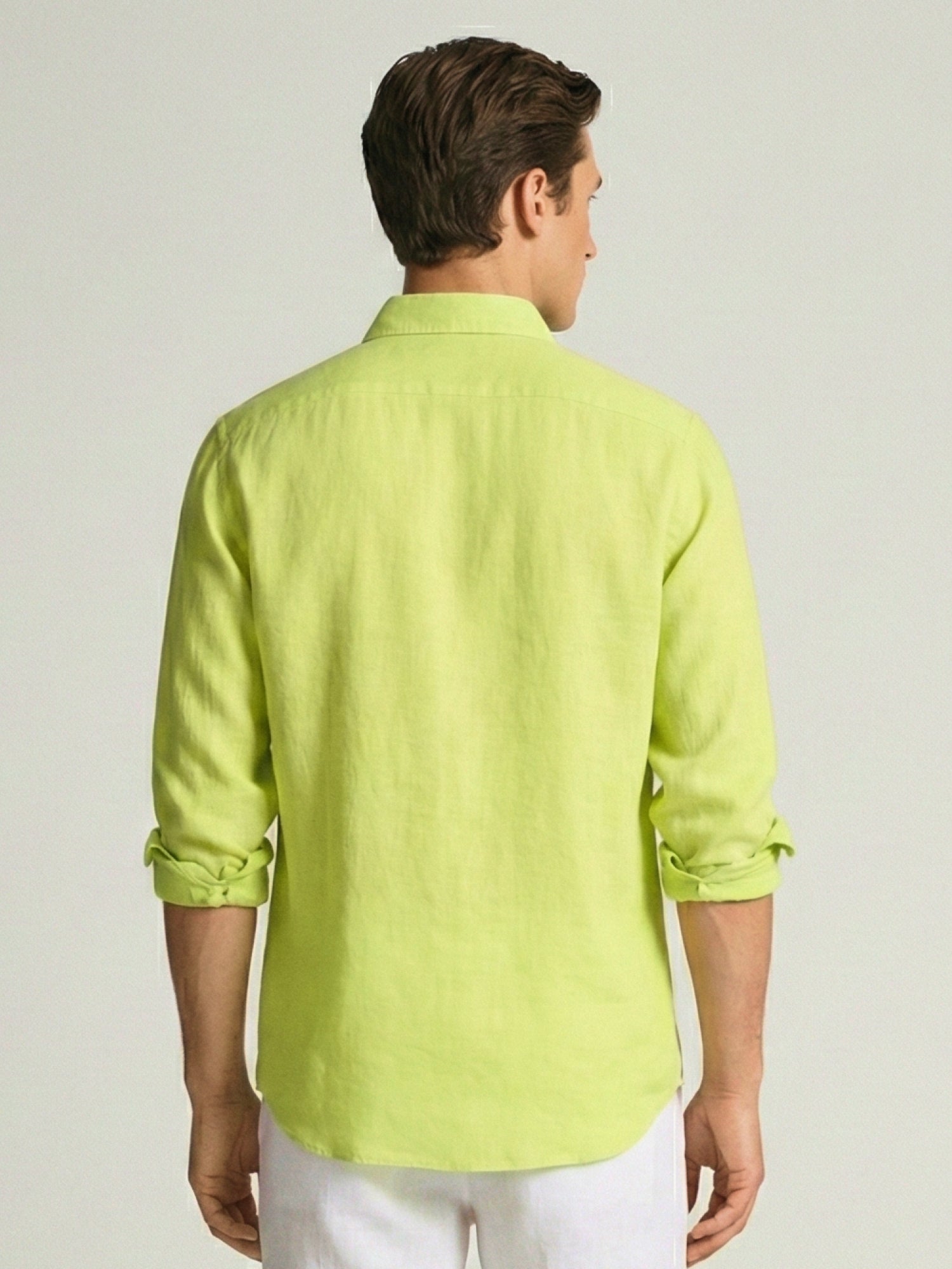 Lime Yellow 100% Pure Linen Button Down Shirt - CiceroniMen Shirtsbhrāta