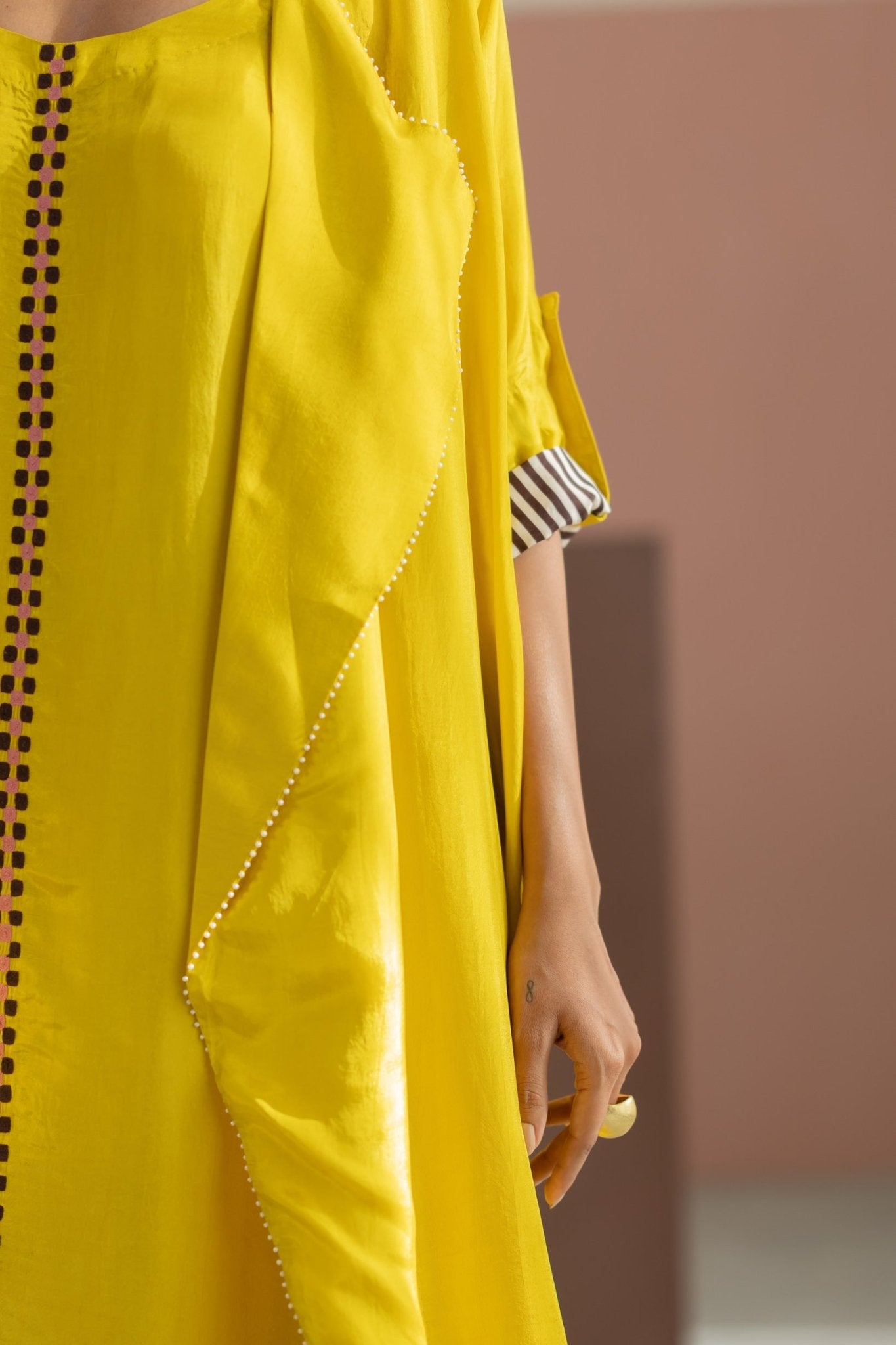 Lime Yellow Habutai Silk Jacket Set - CiceroniKurta Set, Festive WearTussah