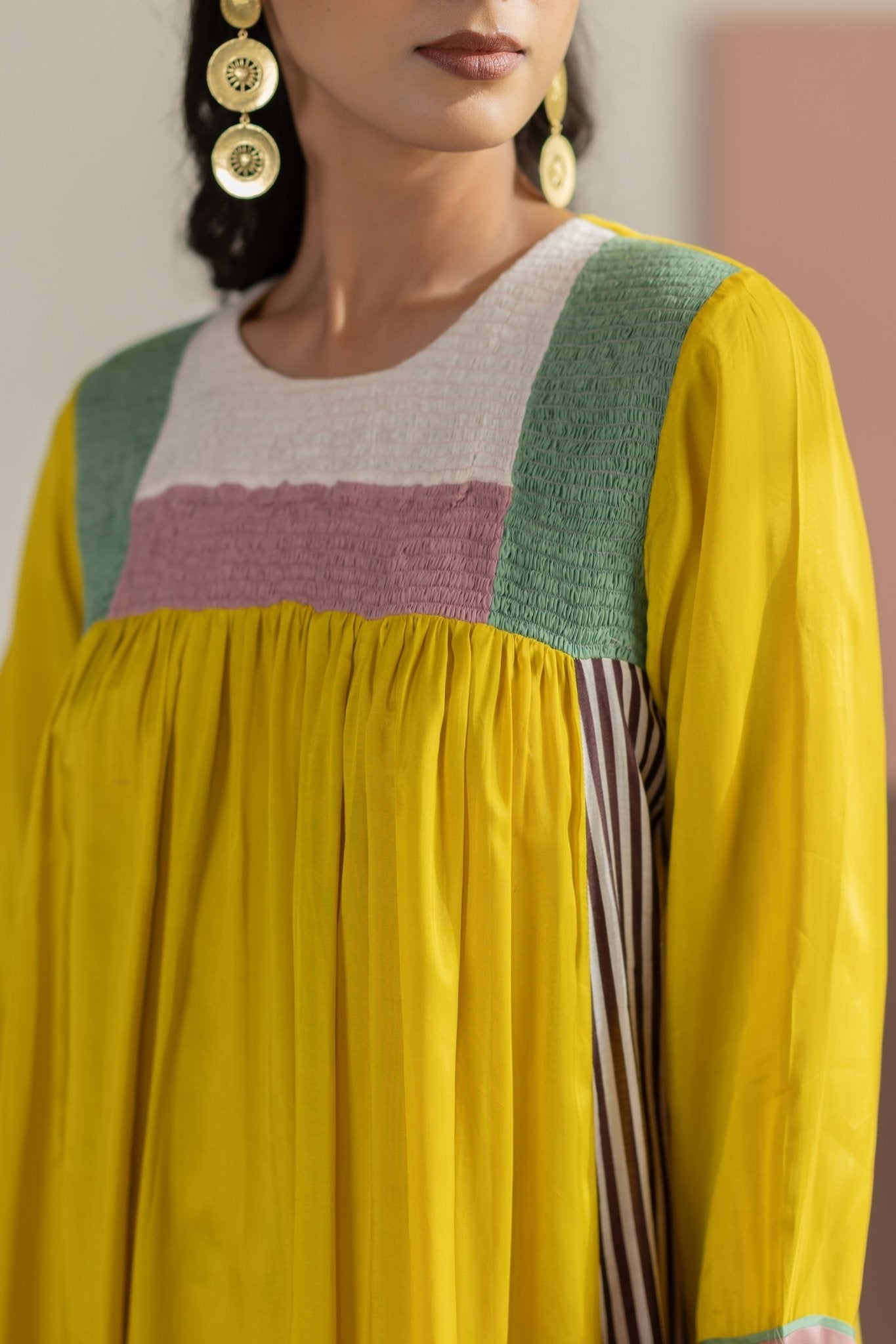 Lime Yellow Kurta Set - CiceroniKurta Set, Festive WearTussah