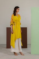 Lime Yellow Tunic Set - CiceroniKurta Set, Festive WearTussah