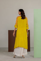 Lime Yellow Tunic Set - CiceroniKurta Set, Festive WearTussah