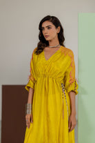 Lime Yellow Tunic Set - CiceroniKurta Set, Festive WearTussah