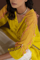 Lime Yellow Tunic Set - CiceroniKurta Set, Festive WearTussah