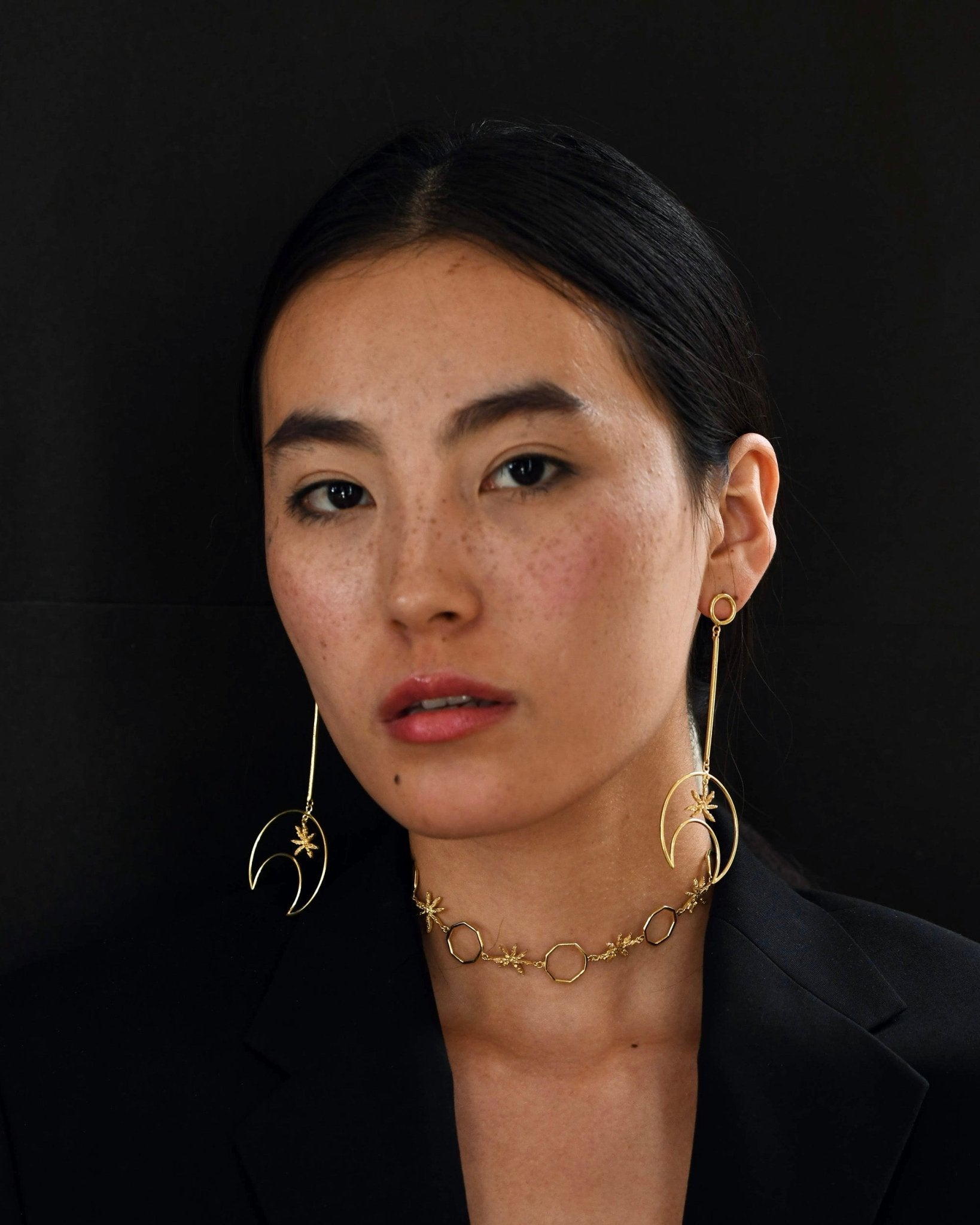 Linear Moon Dangle Earrings - CiceroniEarringsThe Loom Art