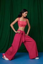 Linen Coral Bustier Top and Rani Wrap Pants - CiceroniCo - ord SetSaphed