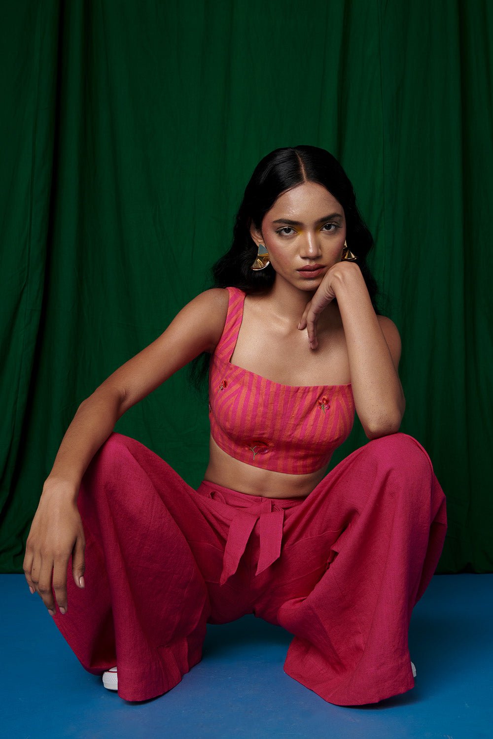 Linen Coral Bustier Top and Rani Wrap Pants - CiceroniCo - ord SetSaphed