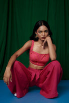 Linen Coral Bustier Top and Rani Wrap Pants - CiceroniCo - ord SetSaphed