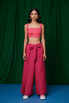 Linen Coral Bustier Top and Rani Wrap Pants - CiceroniCo - ord SetSaphed