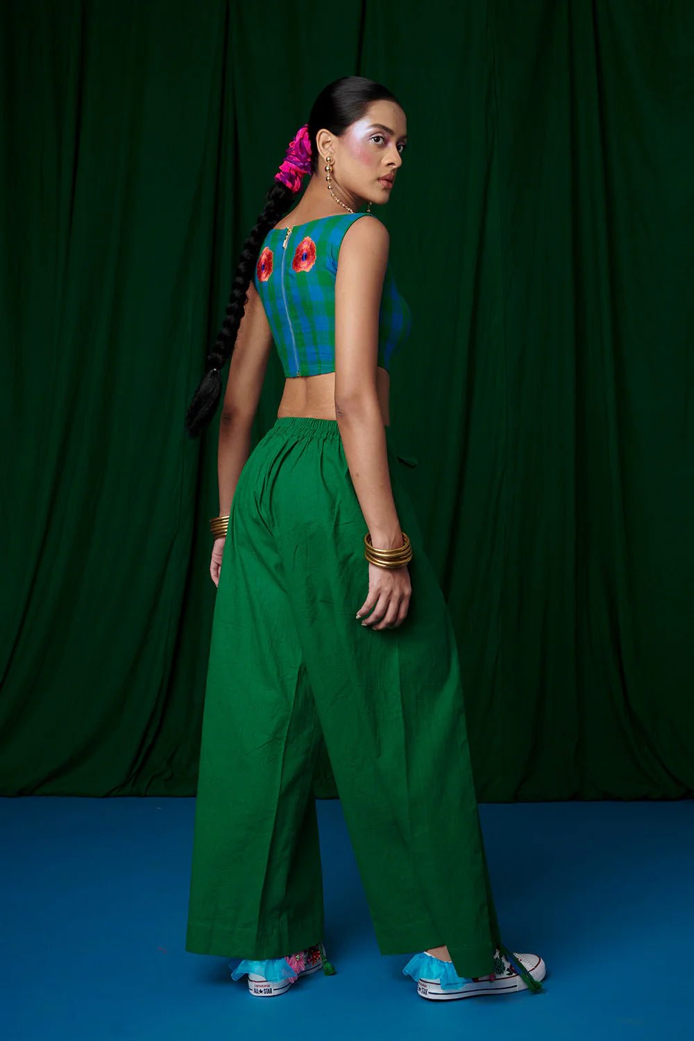 Linen Forest Bustier Top and Panna Wrap Pants - CiceroniCo - ord SetSaphed