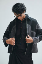 Linen Kantha Men’s Applique Panelled Jacket - CiceroniJacketSaphed