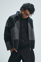 Linen Kantha Men’s Applique Panelled Jacket - CiceroniJacketSaphed