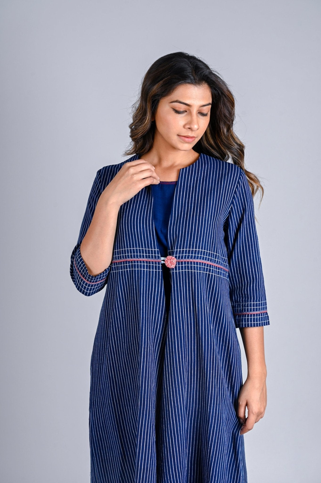 Long One Button Jacket - CiceroniJacketsRang by Rajvi