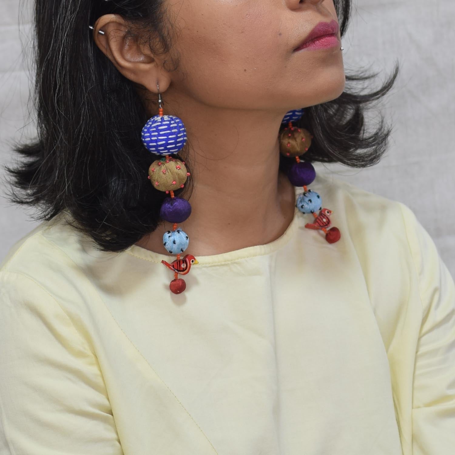 Long Tia Earrings - Blue - CiceroniEarringPaulami