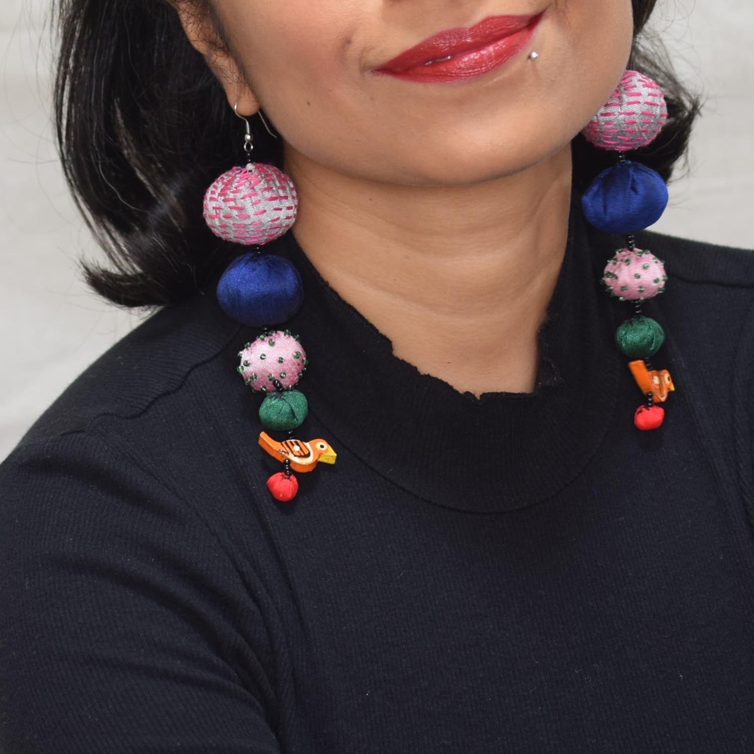 Long Tia Earrings - Pink - CiceroniEarringPaulami