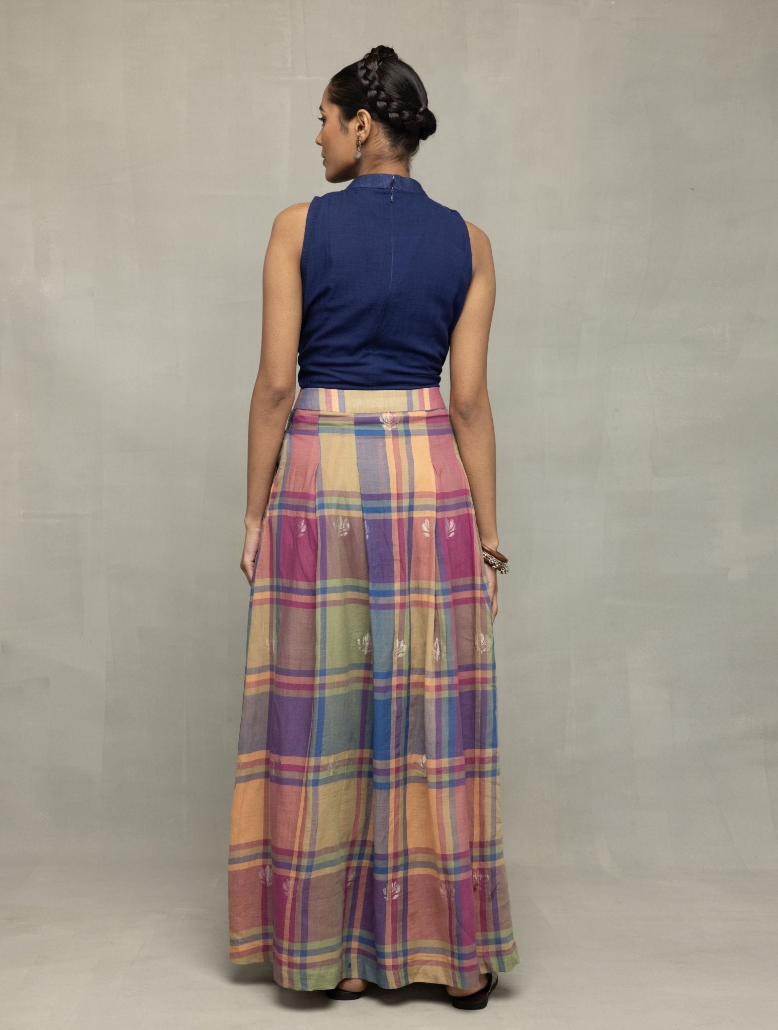 Lotus Meadow Checkered Jamdani Skord - CiceroniSkirt SetSutra Art of Clothing