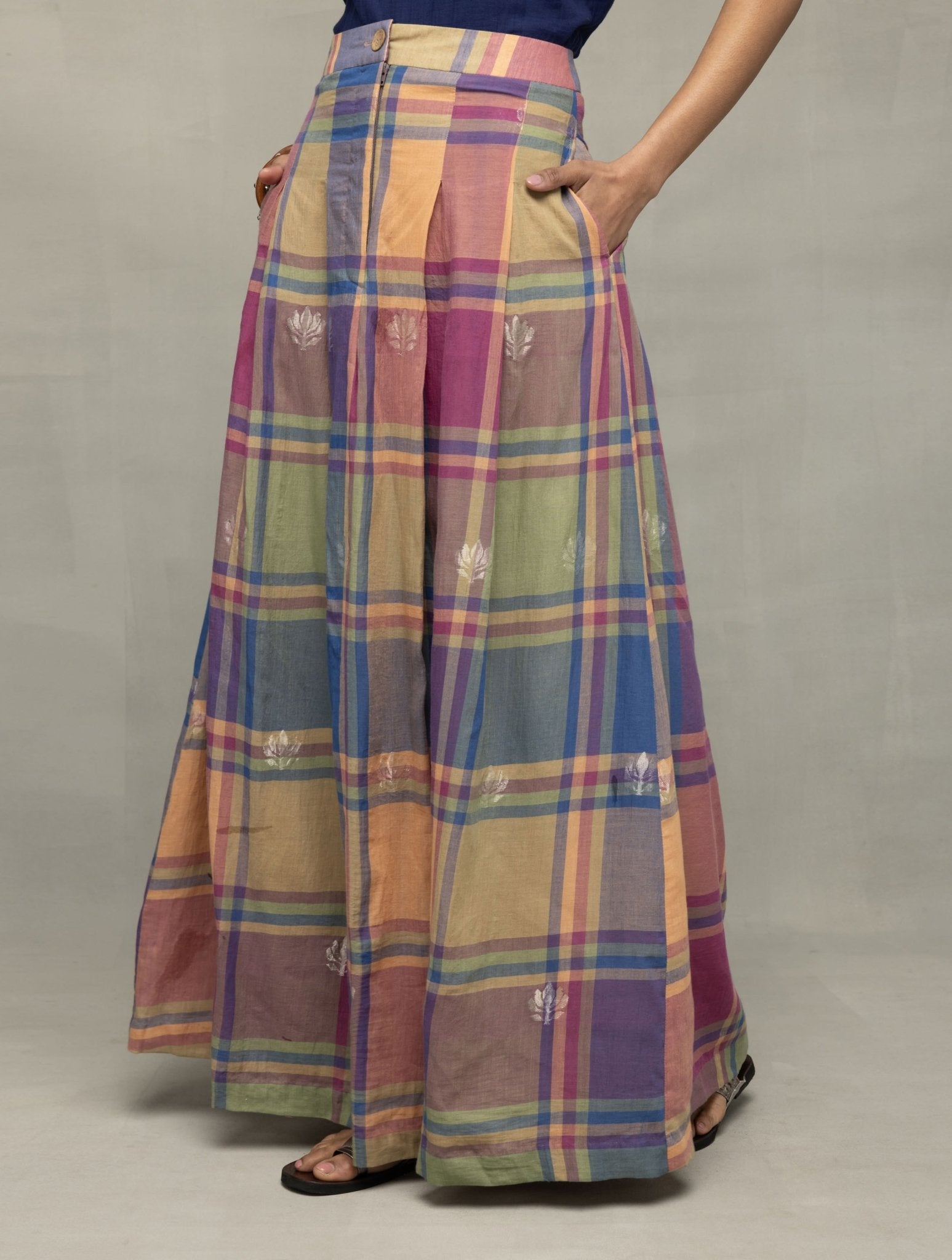 Lotus Meadow Checkered Jamdani Skord - CiceroniSkirt SetSutra Art of Clothing