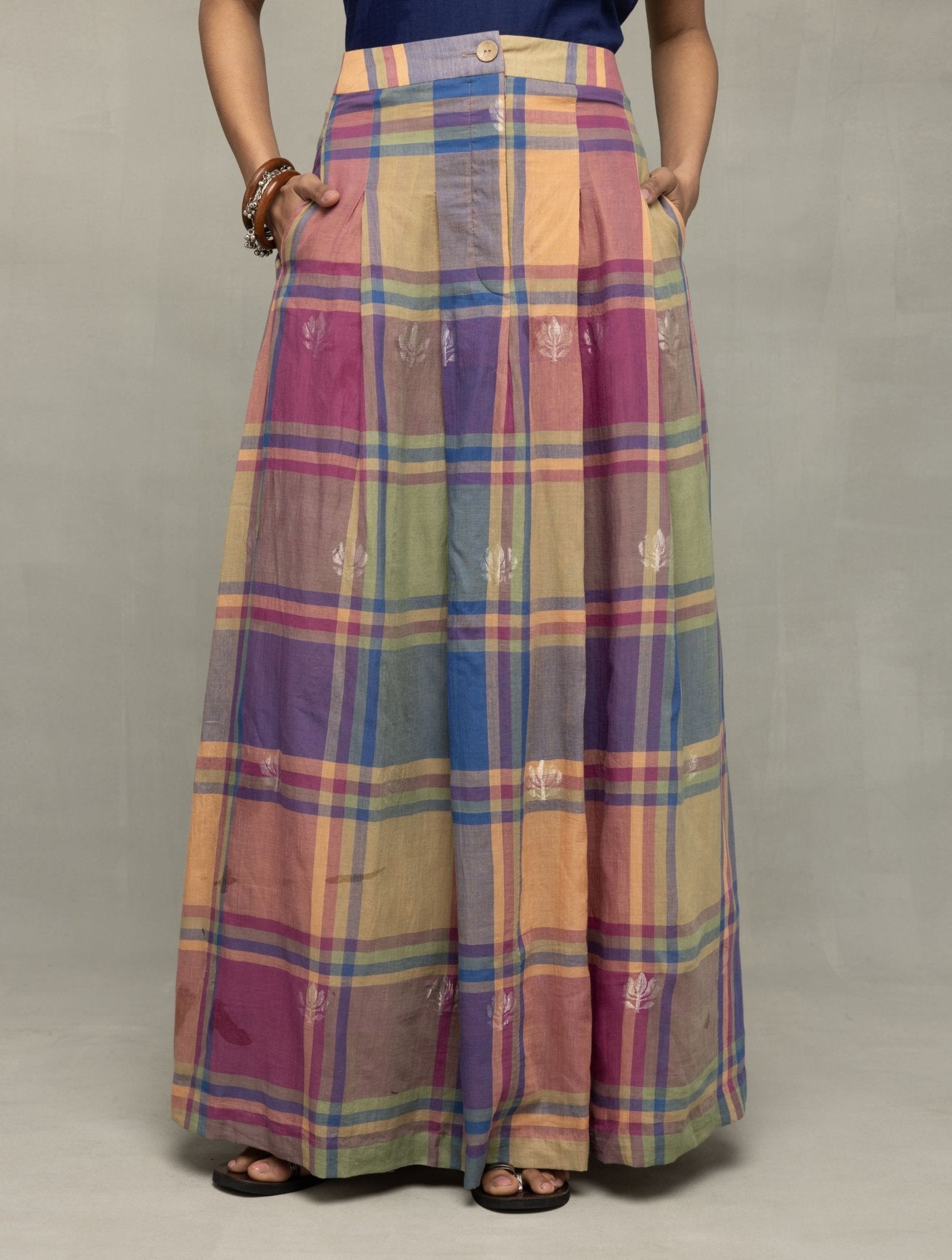 Lotus Meadow Checkered Jamdani Skord - CiceroniSkirt SetSutra Art of Clothing