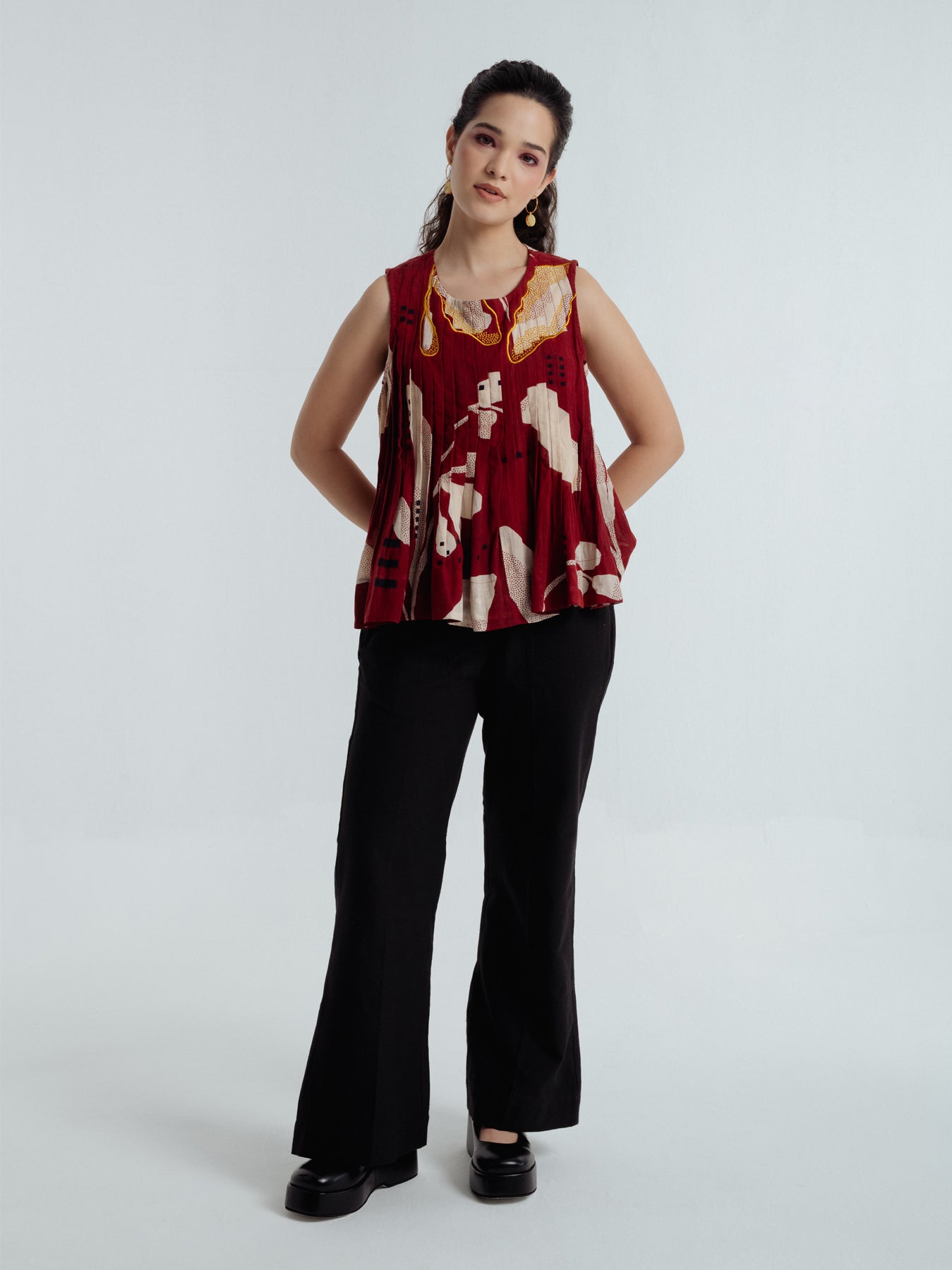 Madder Pleated Top - CiceroniTopsRias Jaipur