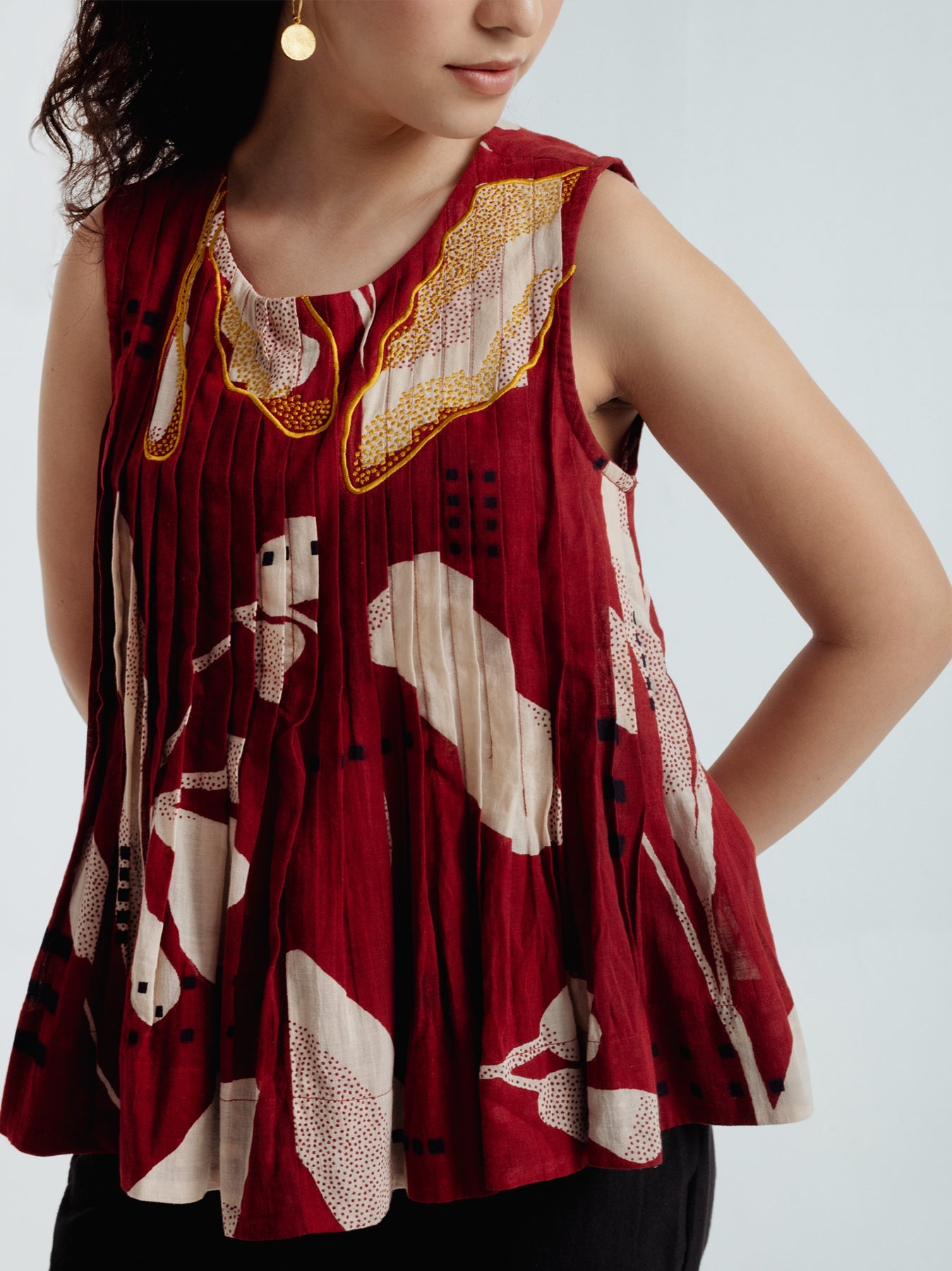 Madder Pleated Top - CiceroniTopsRias Jaipur