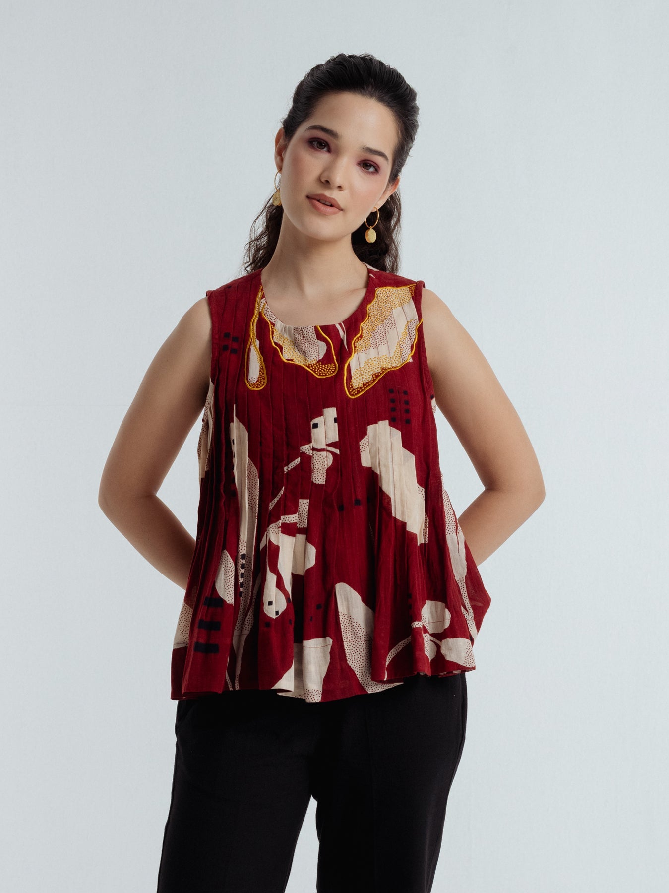 Madder Pleated Top - CiceroniTopsRias Jaipur