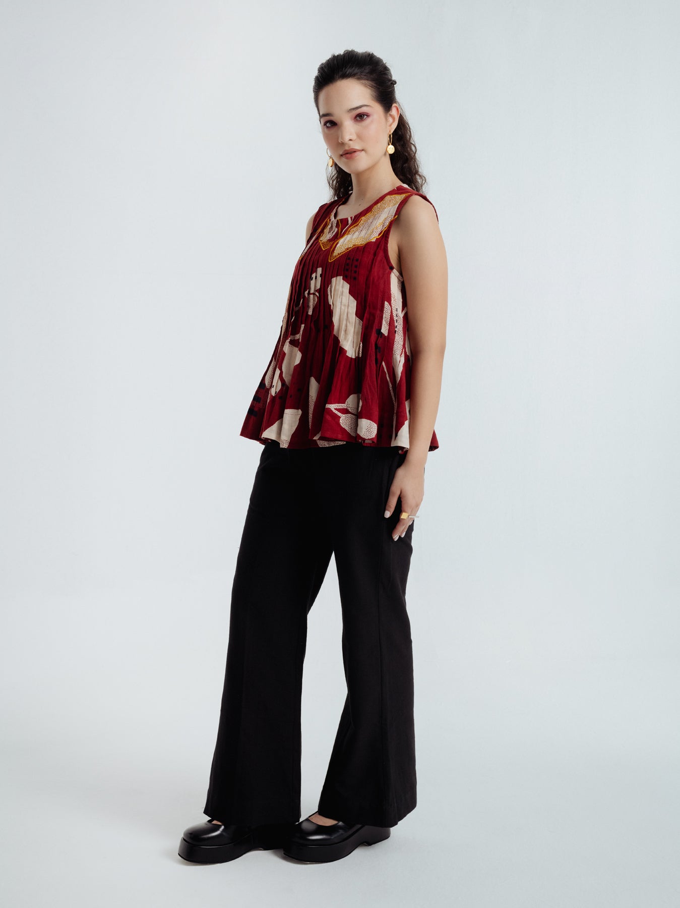 Madder Pleated Top - CiceroniTopsRias Jaipur