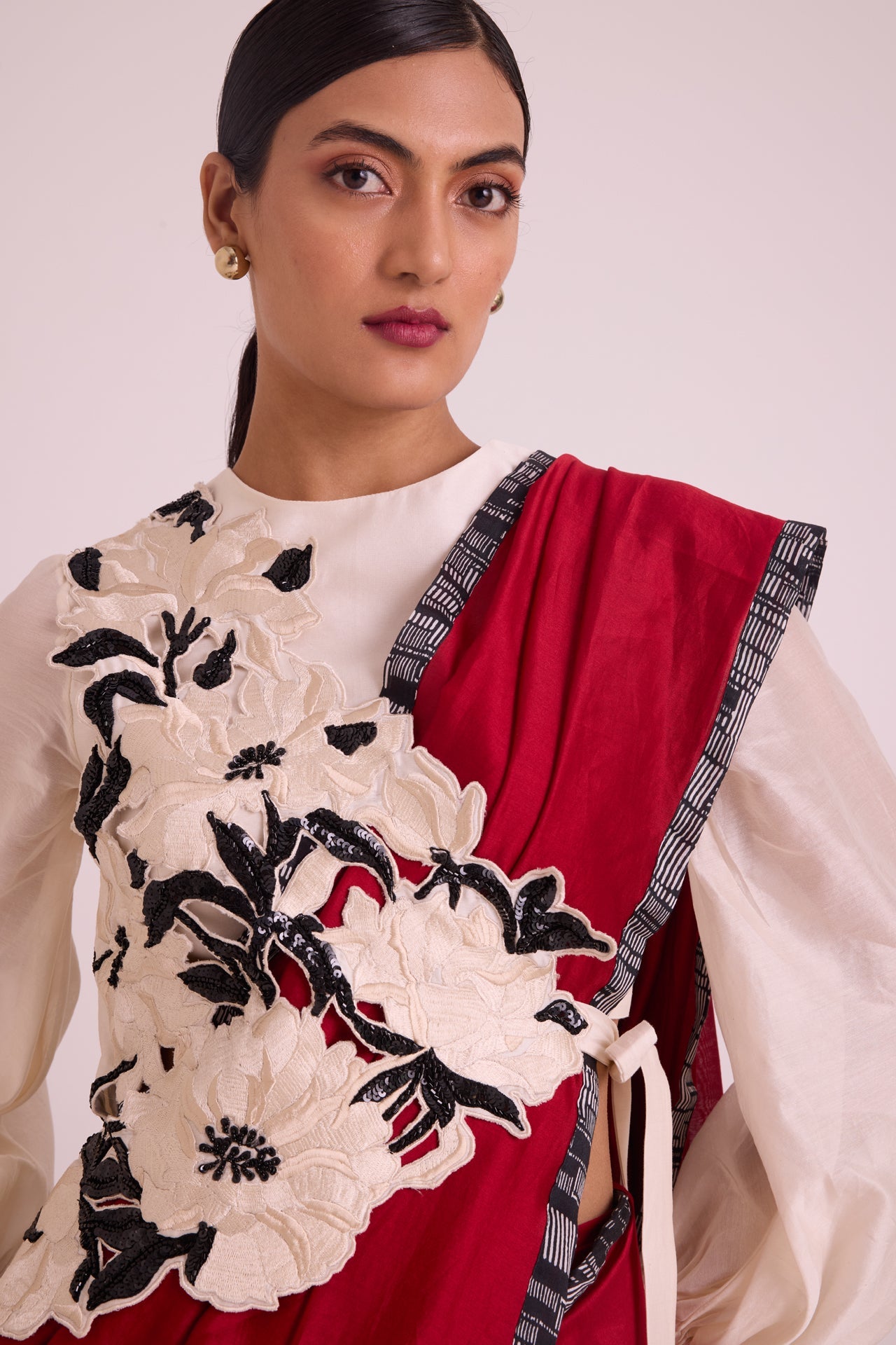 Manali - Bishop Blouse + Pre - draped Saree + Bib - CiceroniSaree SetMadder Much