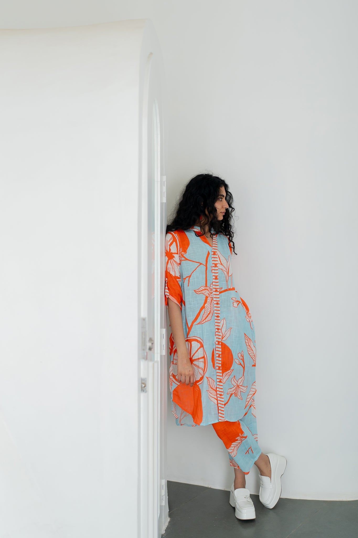 Mandarin Print Cotton Co-ord Set - CiceroniKurta SetSilai Studio