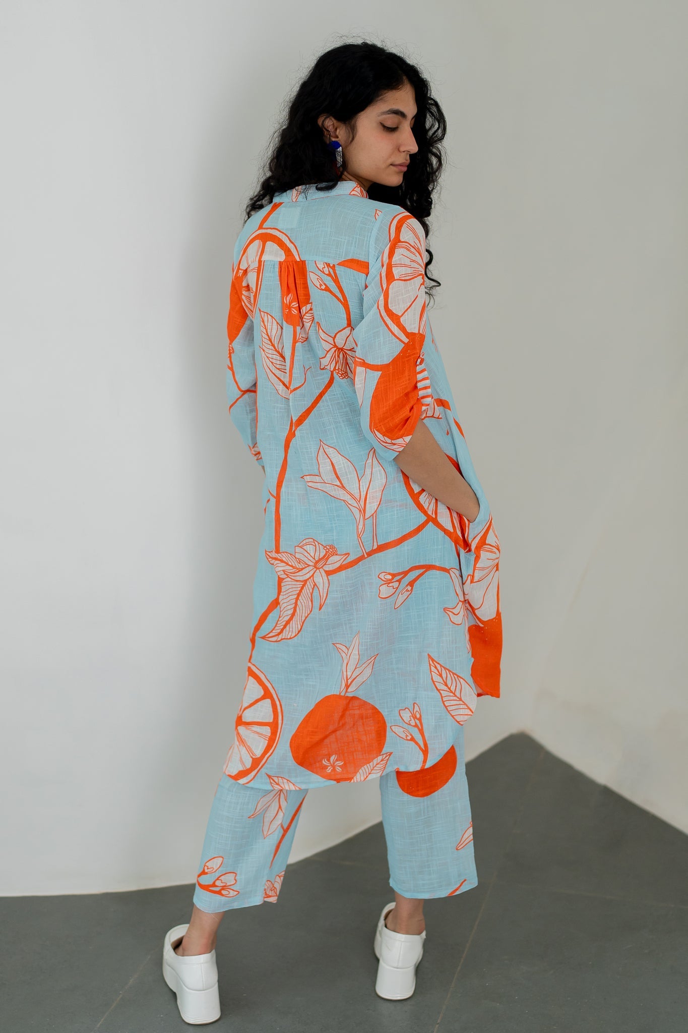 Mandarin Print Cotton Co-ord Set - CiceroniKurta SetSilai Studio