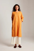 Mango Co - Linen Beaded Placket Kurta Set - CiceroniKurta SetSaphed