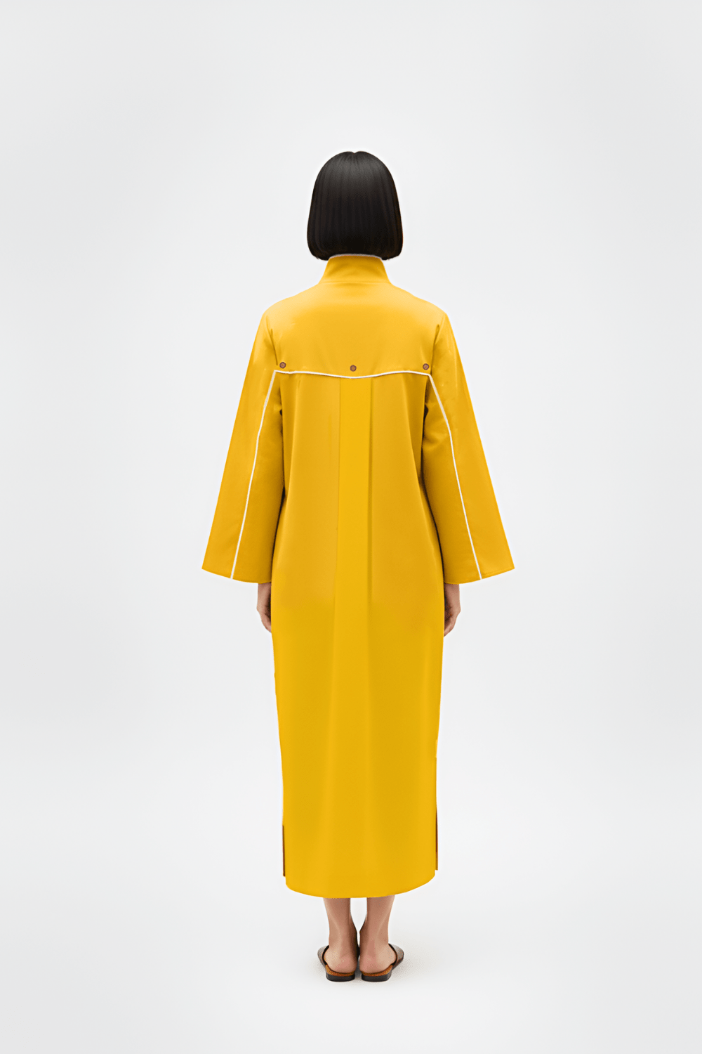 Mango Yellow - Ivory Collared Stripe Dress - CiceroniDressesNeora by NC