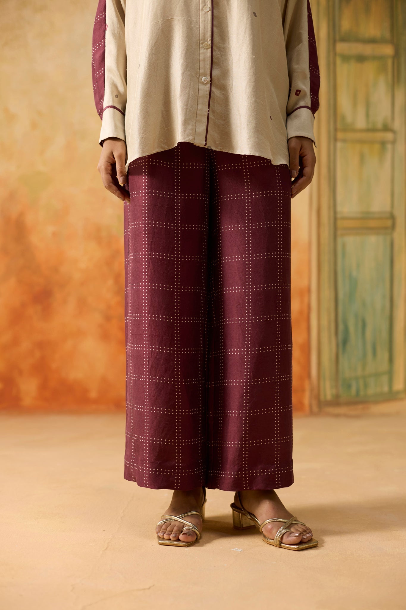 Maple Co - ord Set - Beige and Burgundy - CiceroniCo - ord SetKhyati Rughani