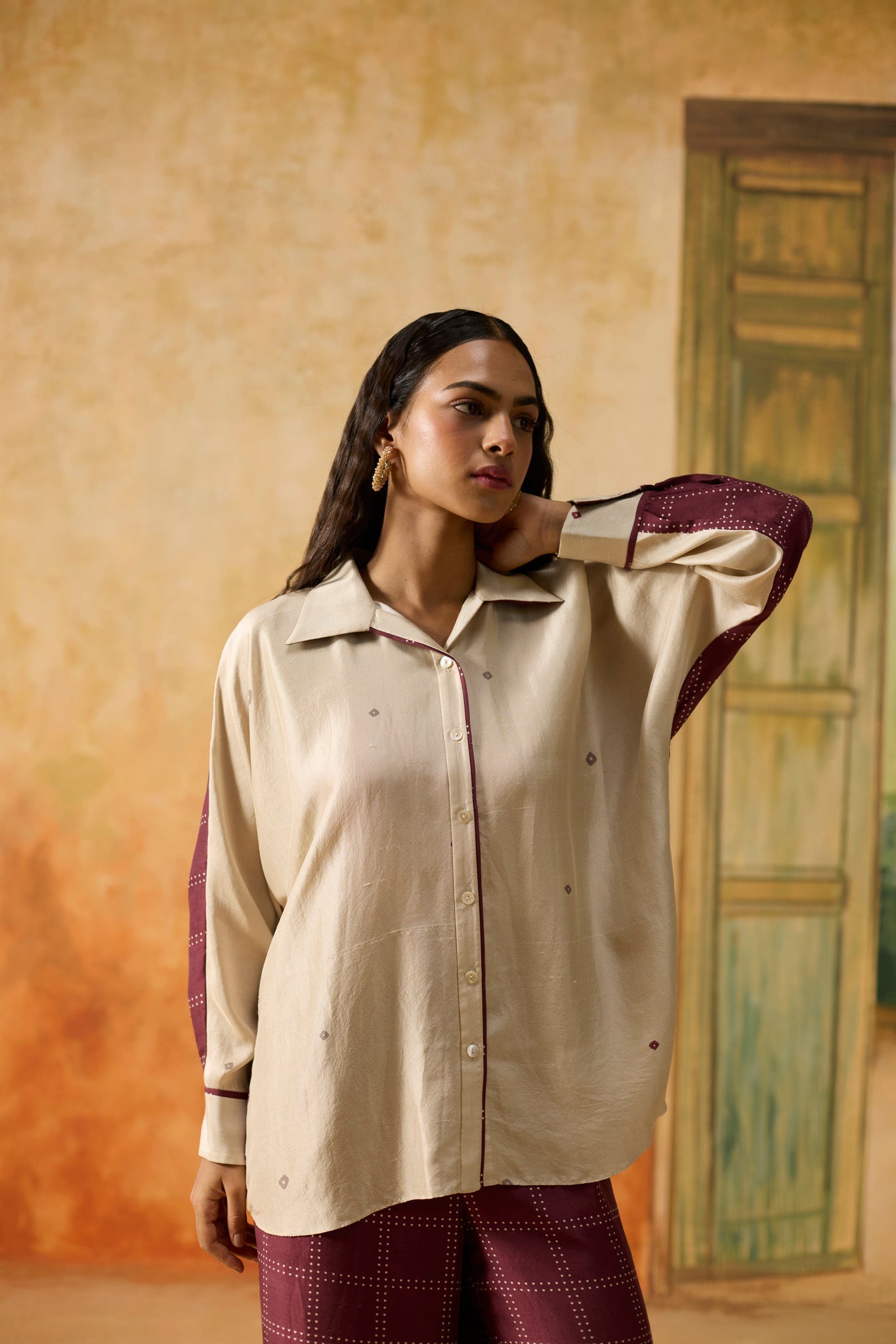 Maple Co - ord Set - Beige and Burgundy - CiceroniCo - ord SetKhyati Rughani