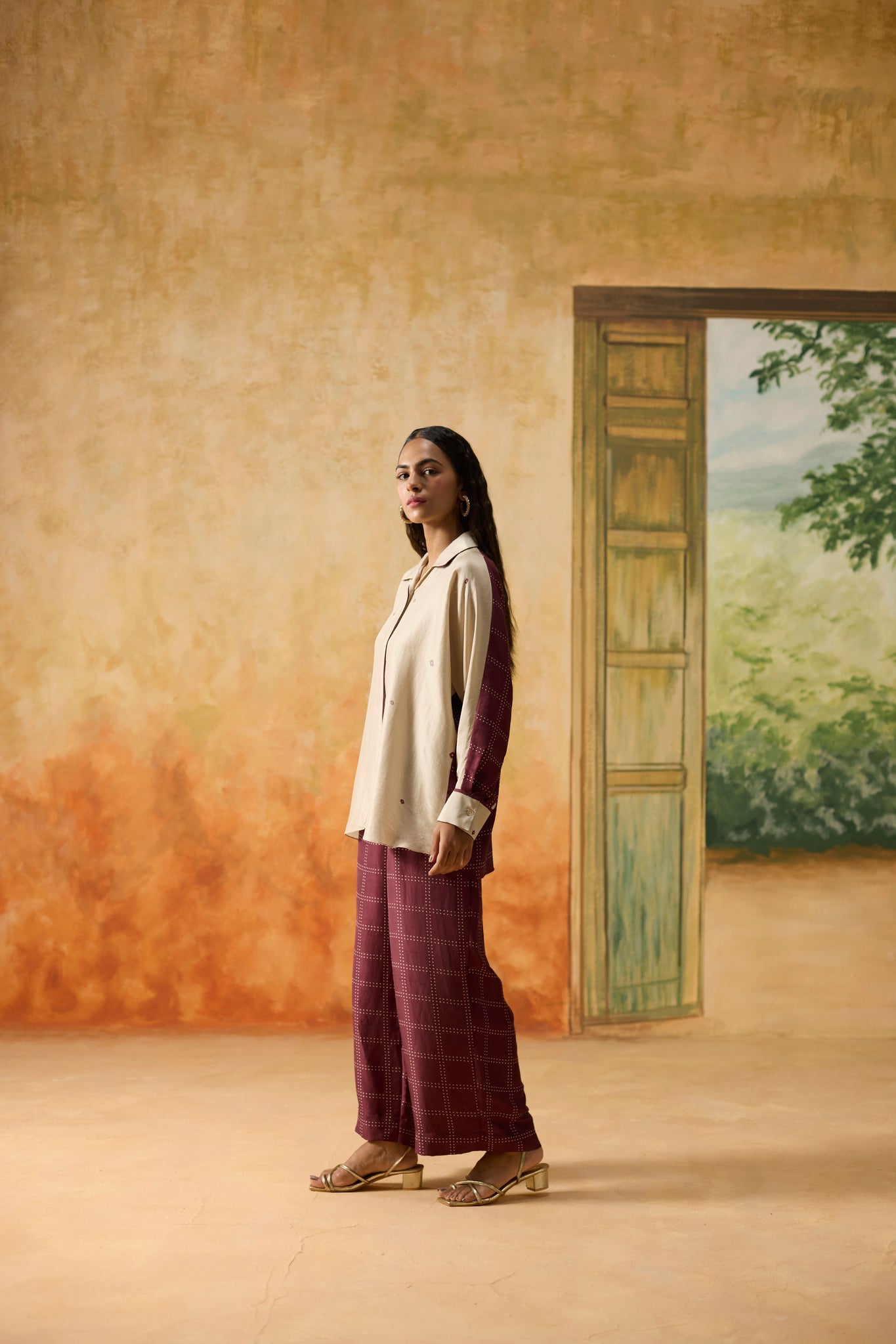 Maple Co - ord Set - Beige and Burgundy - CiceroniCo - ord SetKhyati Rughani