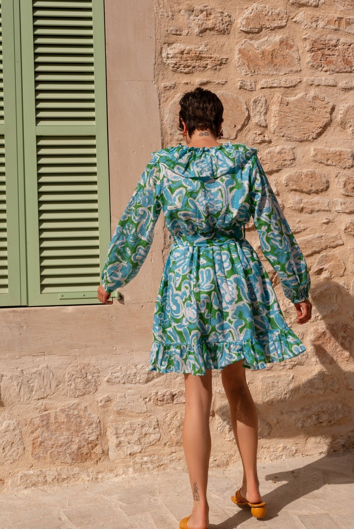 Margarita Dress In Azure Print - CiceroniDressesHappi Space