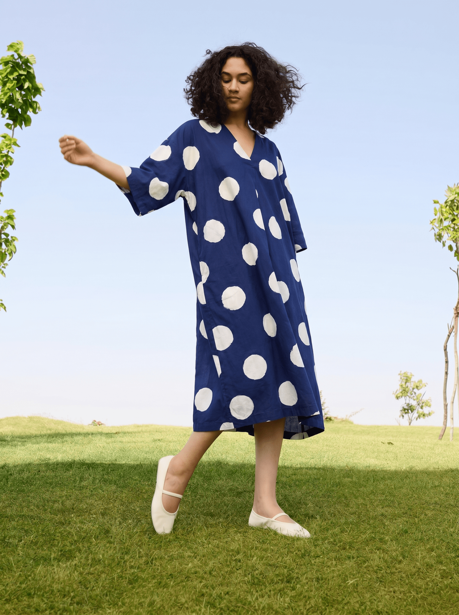 Marie Dress - Indigo & White Polka - CiceroniDressesRAAS Life