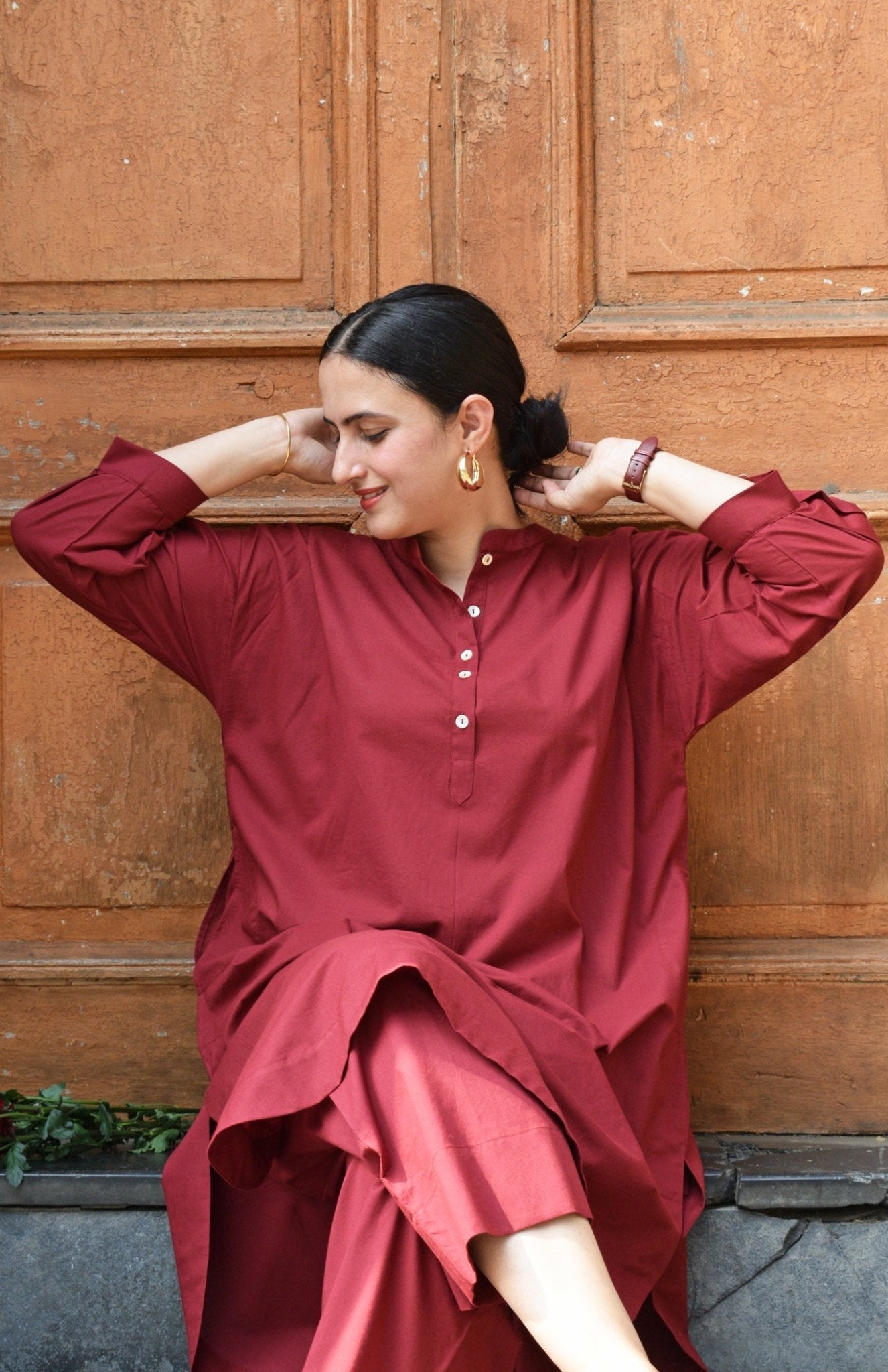 Maroon Anti - fit Co - ord Set - CiceroniKurta Set, Everyday WearHouse of Moxa