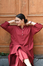 Maroon Anti - fit Co - ord Set - CiceroniKurta Set, Everyday WearHouse of Moxa