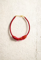 Maroon Cord Necklace with Coral Wrapped Bib - CiceroniNeckpieceBoundless by Shilpi