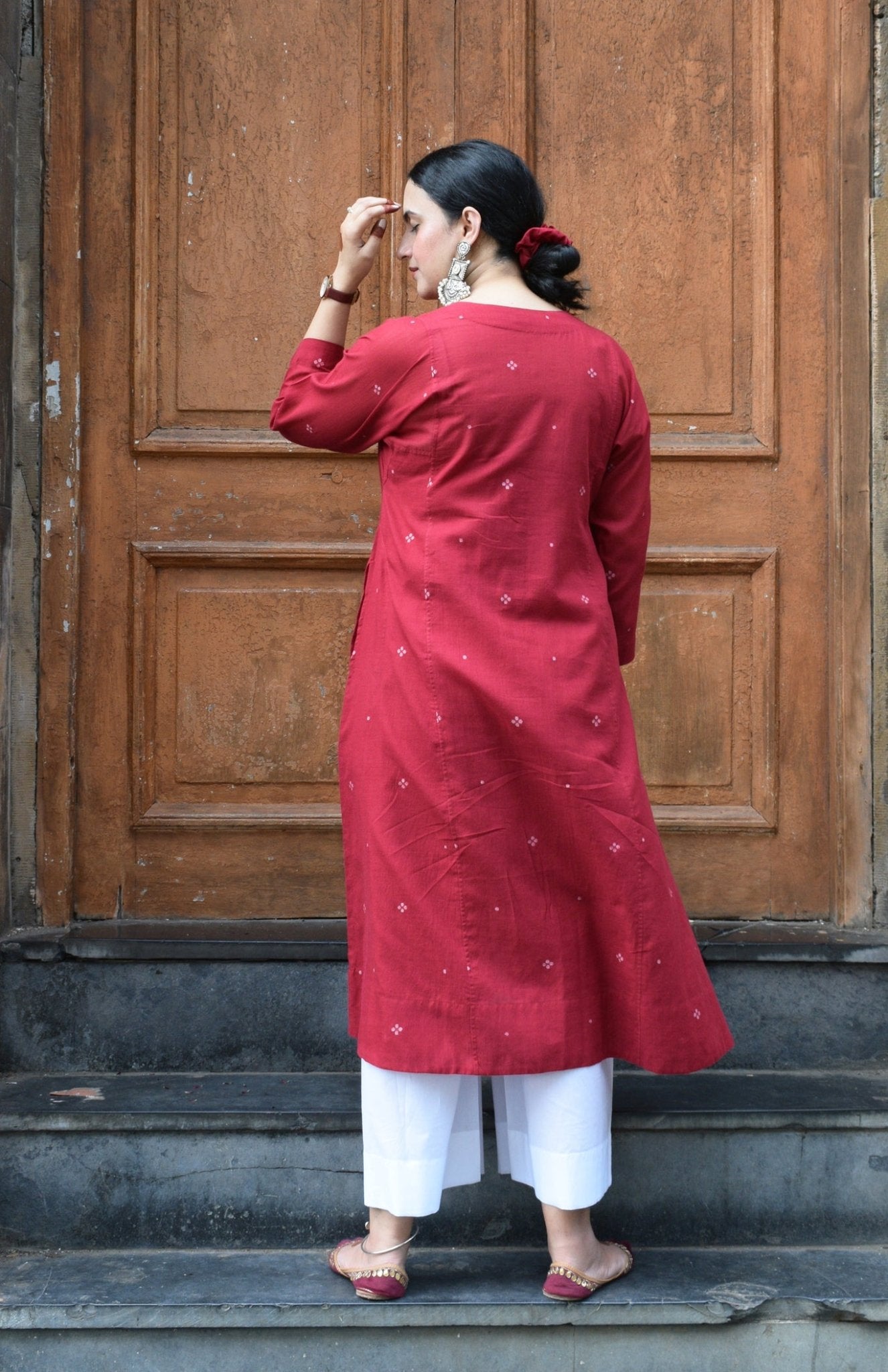 Maroon Jamdani Phiran - CiceroniKurta, Everyday WearHouse of Moxa