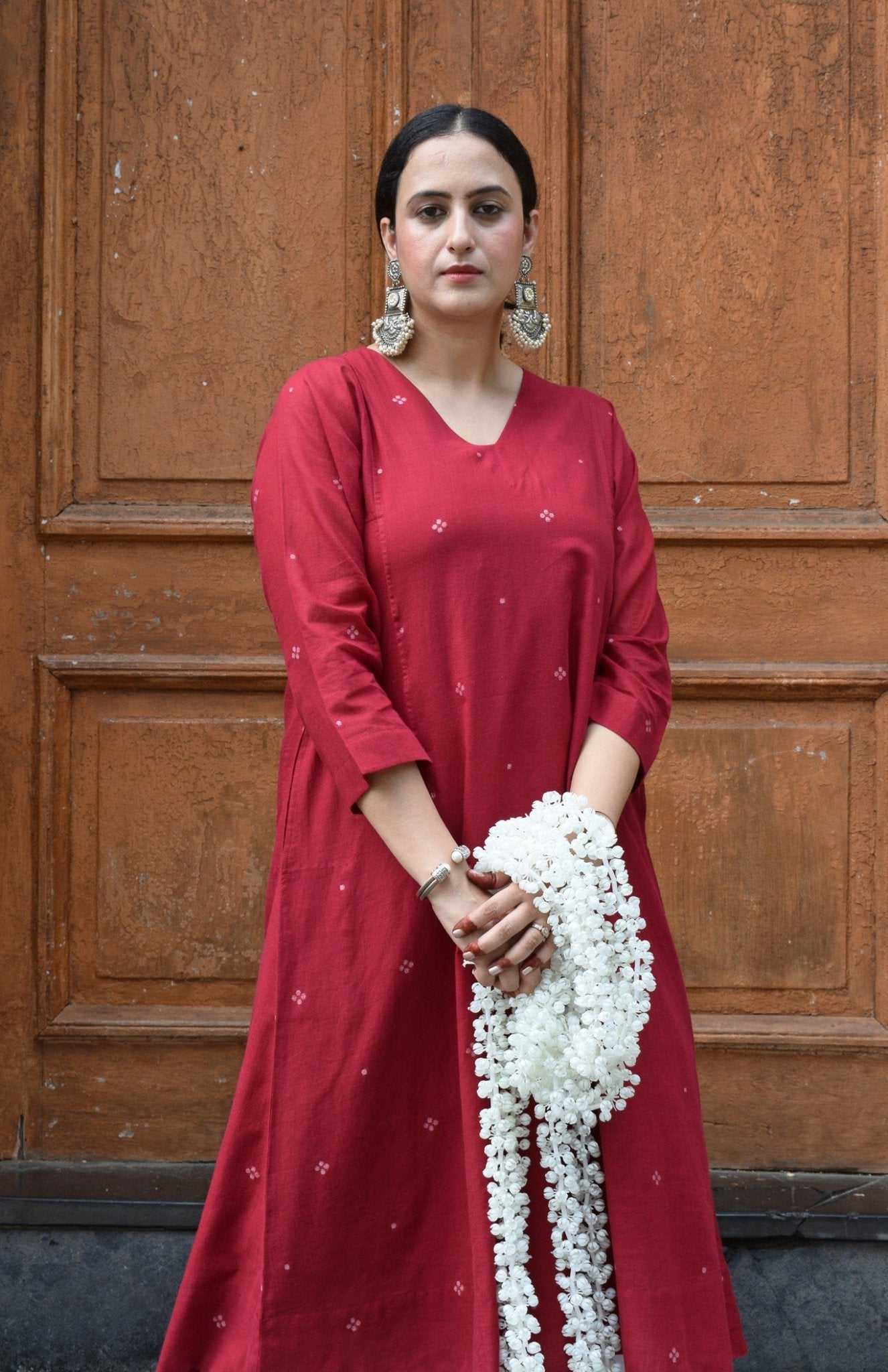 Maroon Jamdani Phiran - CiceroniKurta, Everyday WearHouse of Moxa