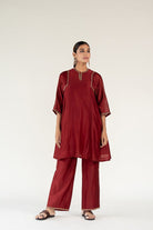 Maroon Zainab Kurta (Set of 2) - CiceroniKurta Set, Festive WearNirjara